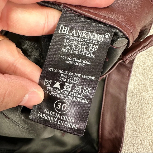 SOLD | Blank NYC Vegan Soft Leather Pants Mid-Rise Skinny Fit in Oxblood Size 30 - Picture 11 of 15